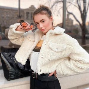 Damenjacken Fleece Cropped Oversize Tweed Jacke Frauen Herbst Samt Kunstpelz Fuzzy Mantel Harajuku Kawaii Sherpa Winterkleidung