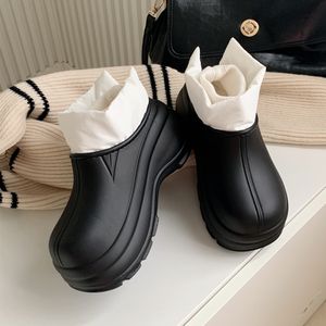 Fashionable Cool Sports Style Color-Block Snow Boots Black Women's Winter Pile Warm, Waterproof Casual Outer Cotton Boots Storlek 36-41