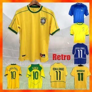 Retro Brasilien fotbollströjor toppkvalitet 1994 1988 1998 2000 2002 2004 2006 Romario Ronaldinho Rivaldo Kaka 94 98 00 02 06 Fotbollskjorta 10.18