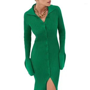 Casual Kleider Frauen Chic Elegantes Kleid Abend Party Herbst Winter 2023 Retro Sexy Bodycon Stricken Langarm Kleidung Abschluss Nachtclub