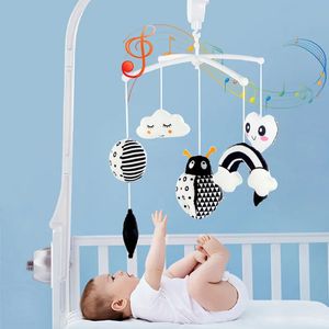 Cellulari Animale Carillon Letto in bianco e nero Campana Giocattolo Culla Sonagli Giocattoli 012 Mesi Infant Clockwork Mobile nato 231017