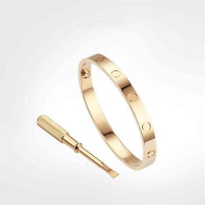 Brazalete de titanio para amantes Brazaletes de boda de moda Pulseras del día de Acción de Gracias de oro rosa 4 Cz con tamaño de caja 15-22250K