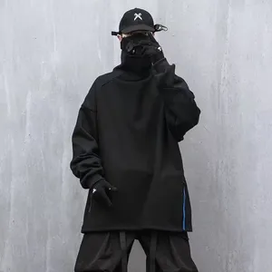 Hoodies masculinos harajuku moda homens solo preto y2k techwear hip hop punk fino anime festa alta rua roupas soltas