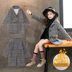 Giacche Ragazze Cappotto invernale Giacca di lana spessa per ragazze Moda Plaid Capispalla per bambini Autunno Inghilterra Vestiti per adolescenti Per ragazze della scuola 231018