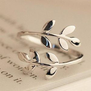 Offener Ring mit Olivenbaumzweig und Blättern für Frauen und Mädchen, Hochzeitsringe, Charms, Blattringe, verstellbarer Knöchel-Finger-Schmuck, Weihnachten, günstig, 20P274L