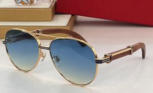 Holz Gold Pilot Sonnenbrille Blau Farbverlauf Herren Designer Sonnenbrille Shades UV400 Brillen Unisex