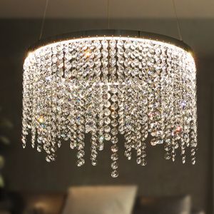 Modern Crystal Chandeliers Lighting Retro Led Round Chrome Gold Pendant Hanging Lamps Luster For Living Room Bedroom Matsal Ljus Fixtur