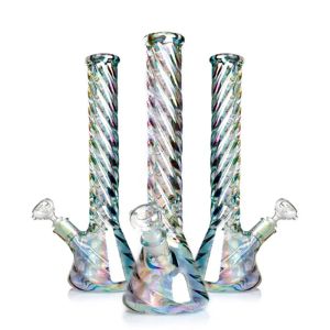 Gedrehte schillernde Glasbong, bunte Wirbel-Wasserpfeifen mit Downsteam-Perc-Becher-Basis, Wasserpfeife, Dab-Rigs, Regenbogen-Raucher-Shisha-Zubehör