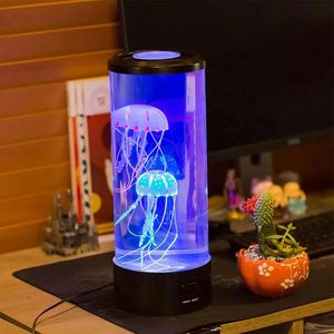 Nyhetsartiklar 5 färger Fancy LED Jellyfish Lamp Aquarium Lampka Nocna USB Table Night Light Children's Gift Lighting For Home Bedroom Decor 231017