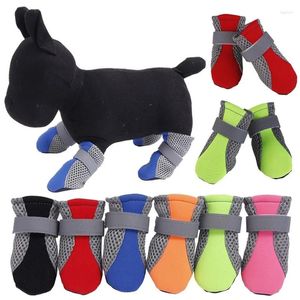 Hundebekleidung, atmungsaktive Haustierschuhe, wasserdichtes Outdoor-Walking-Netz, weiche Sommer-Nacht-sichere reflektierende Stiefel für Welpen, mittelgroße Hunde