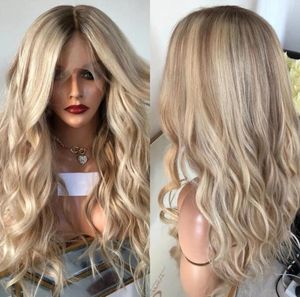 Wavy Blonde 13x4lace Front Remy ludzkie peruki włosy dla czarnych kobiet przezroczyste koronkowe 180 -gęstość Blondynki peruka 13x6 FUL5381612