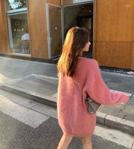 Kvinnors tröjor Natural Stacke Mink Cashmere Dress Pullovers Fashion Loose Style Stick Tweater Girl Spring and Autumn Coat