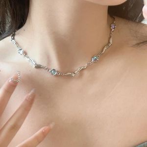 Choker Youngx Y2K Lava Opal Stone Pendant Necklace Niche Light Luxury Moonstone for Women Jewelry Party Wedding Gift