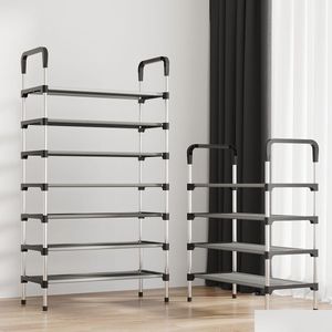 Suportes de armazenamento Racks Simples Sapateira Prateleira de metal Sala de estar Economia de espaço Organizador Stand Holder Drop Delivery Home Garden Dho6K