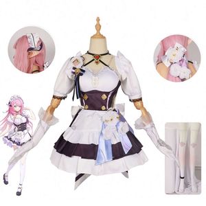 Elysia cosplay empregada traje jogo honkai impacto 3rd elysia empregada traje miss rosa elf vestido cosplay halloween para mulher costumecosplay