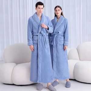 Women's Sleepwear Coral Velvet Couple Robe Autumn Thickened Extended Plush Nightgown Sexy Bathrobe Men's Large Size Flannel Home Clothing