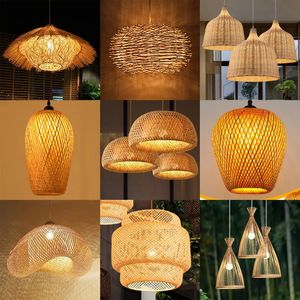 Novelty Items Bamboo Hanging Lamp Pendant Ceiling Light Rattan Wicker Lustre Hand Knit Braiding Suspended 18 19 30 Home Dining Bed Room Decor 231017