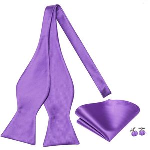 Papillon Hi-Tie in seta da uomo con papillon e fazzoletto da taschino, gemelli, set, farfalla, jacquard, tinta unita, floreale, motivo cachemire, da sposa, affari