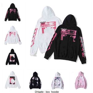 Trendy 2023 Sweater %70 Fashion Off Style Painted Arrow Crow Stripe Loose Hoodie Men Women Coatoff Designer hoodie Offss Whitee Q3WI