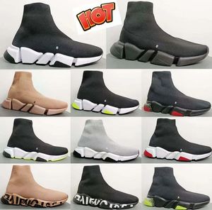 Paris Designer balencaigas sapatos casuais meias sapatos conforto sola respirável homens mulheres plataforma balencaigas sapatos malha treinador preto glitter malha triplo sneaker