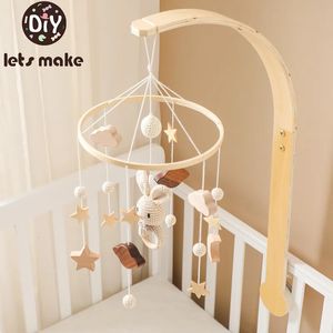 Mobiles Baby Wooden Bed Bell Cartoon Rabbit Mobile Hanging Rattles Toy Hanger Crib Wood Holder Arm Bracket Kid Gifts 231017