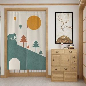 Занавеска с геометрическим рисунком слоновьего леса, дверная перегородка, занавески Noren, спальня, туалет, кухня, японский дверной проем, полузанавеска, домашний декор