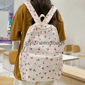 Torby szkolne w stylu plecaku Cerry Printing Women Plecak Girl Cute Travel Bookbag Preppy Waterproof Nylon Laptop Bage College Scoolbag Samice