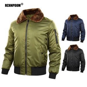 Men's Jackets Autumn Bomber Jacket Men Winter Warm Windproof Fur Collar Jacket Male Coat Outdoor Casual Vintage Military Men Clothing 231017