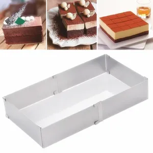 Baking Moulds 15-27.5CM Adjustable Stainless Steel Cake Square Mold Chocolate Mousse Ring Accessories Decorating Tools