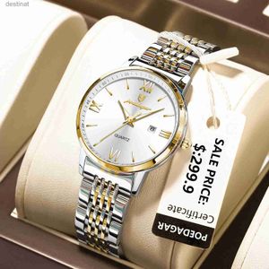 Kvinnors klockor Poedagar Ladies Wristwatch Luxury Waterproof Luminous Date Gold Watch for Women Dress Rostfritt Steel Quartz Women's Watches+Boxl231018
