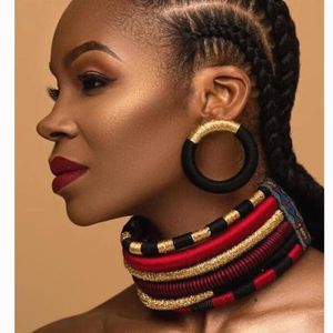 Örhängen halsband aniid flerskikt vävda smycken choker dubai nigerianska brud bröllop afrikanska pärlor smycken set gåva233p