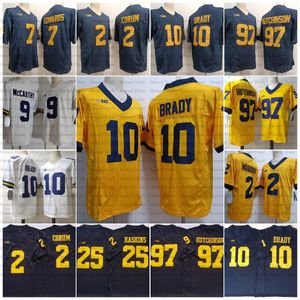 Michigan Wolverines Blake Corum Jersey College Football Jersey 9 J.J. McCarthy Aidan Hutchinson 7 Donovan Edwards Tom Brady Haskins Woodson Yellow Navy New Style