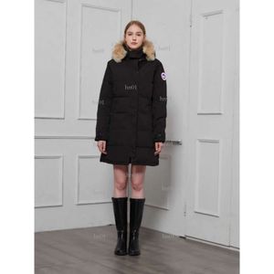 Designer feminino canadense ganso meados de comprimento versão puffer jaqueta para baixo parkas inverno grosso casacos quentes das mulheres à prova de vento streetwear679