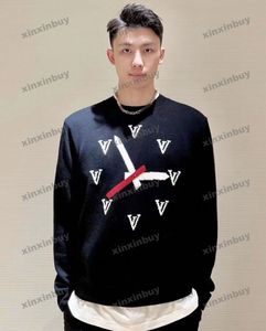 Xinxinbuy Men Designer hoodie tröja klockbokstaven jacquard kvinnor svart blå gul vit xs-l