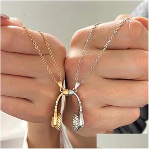 Anhänger Halsketten Trendy Kopfhörer Magnetische Halskette Für Frauen Einstellbare Geometrische Headset Kette Choker Schmuck Zubehör Geschenk Dro Dh0Jh