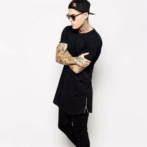 E-Baihui 2017 Nostalgic New Clothing Mens Black Long T Shirt Men Tops Hip Hop T-shirt Män Kort ärm Longline Casual Tee Shirts2665