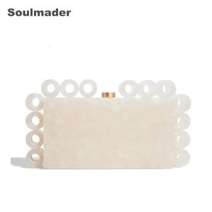 Evening Bags Acrylic clutch bag women designer evening party box purse 2023 gold ivory black pearl color handbag 231017