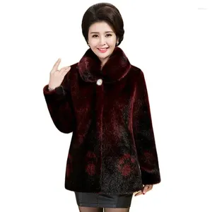 Women's Fur Middle-aged And Elderly Winter Warm Mink Coat Fashion Mother's Imitation Loose Temperament CoatWomens Tide