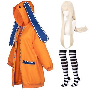 Anime Kakegurui Yomoduki Runa Costumi Cosplay Felpa con cappuccio Giocatore compulsivo Felpe con cappuccio Parrucca Calzino Vestito Costume di Halloweencosplay