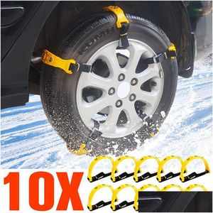 Car Tire Anti-Skid Chains Thickened Wheel Chain For Snow Mud Sand Road Durable Tpu Skid-Resistant Accessories Drop Delivery Dhq3R