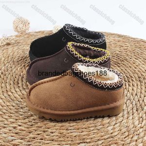 Pantofole Tasman Ciabatte in pelliccia di castagna Pelle di pecora Shearling Tazz Ciabatte classiche per bambini Stivale con plateau ultra mini Scarpe slip-on Pelle scamosciata Comfort superiore Autunno Inverno UG