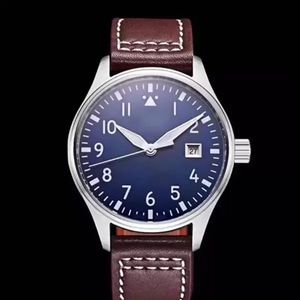 Relógio mecânico automático masculino piloto mark 18 iw327004 40mm mostrador azul pulseira de couro marrom relógios masculinos311y