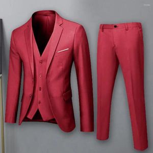 Мужские костюмы, мужской облегающий костюм, комплект, формальная деловая куртка против морщин, жилет и брюки для офиса, встреч, свадьбы