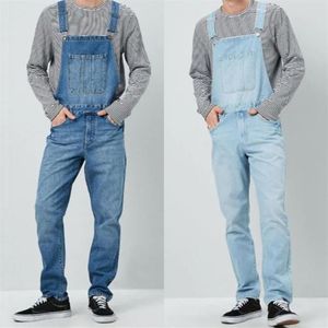 Nowe mody dżinsowe dżinsy High Street proste dżinsowe kombinezony Hip Hop Men Cargo BIB Pants Cowboy Mężczyzna Jean2385