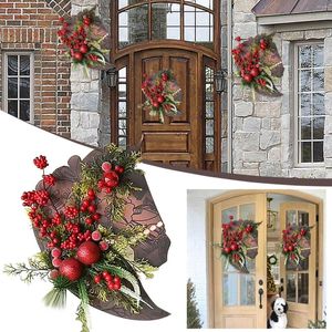Dekorativa blommor Små kransar för Windows Horse Head Wreath Christmas Dressage Trädörr hängande fönster sugkoppar