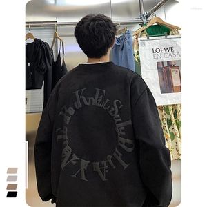 Herrtröjor män överdimensionerad långärmad tröja hip hop tryck brev utomhus fitness sportkläder pullover vintage höstmos