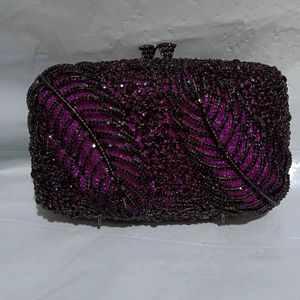 Evening Bag Purple Stones Bags and Clutches Female Handbags Wedding Party Minaudiere Purse 231017