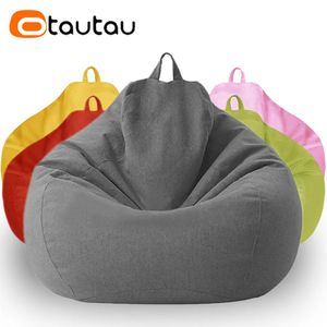 Chair Covers OTAUTAU Bean Bag Cover Big Cotton Linen Lazy BeanBag Sofa Puff Relax Lounge Couch DD002 231018