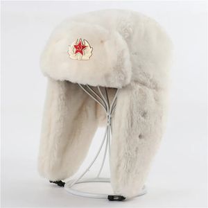 BeanieSkull Caps Men Women Soviet Army Military Badge Russia Bomber Hats Pilot Trapper trooper Hat Winter Faux Fur Earflap Snow Caps 3 Styles 231017