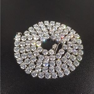 Mens diamante ouro tênis corrente colar hip hop gelado para fora bling correntes jóias masculino aço inoxidável prata colares263z